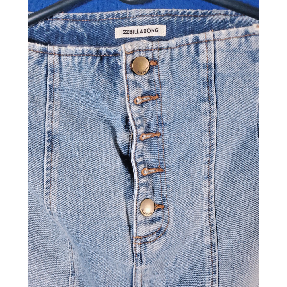 Billabong Denim Mini Skirt Womens Size 31 Blue Jean Button Front Panel - Picture 2 of 14